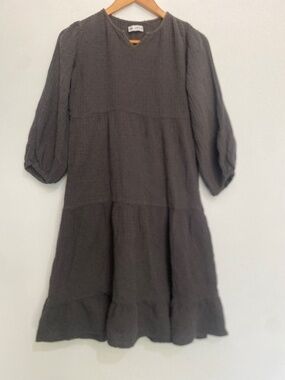 Zara 13-14 Kids Girl's Tiered Cotton Gauze Dress